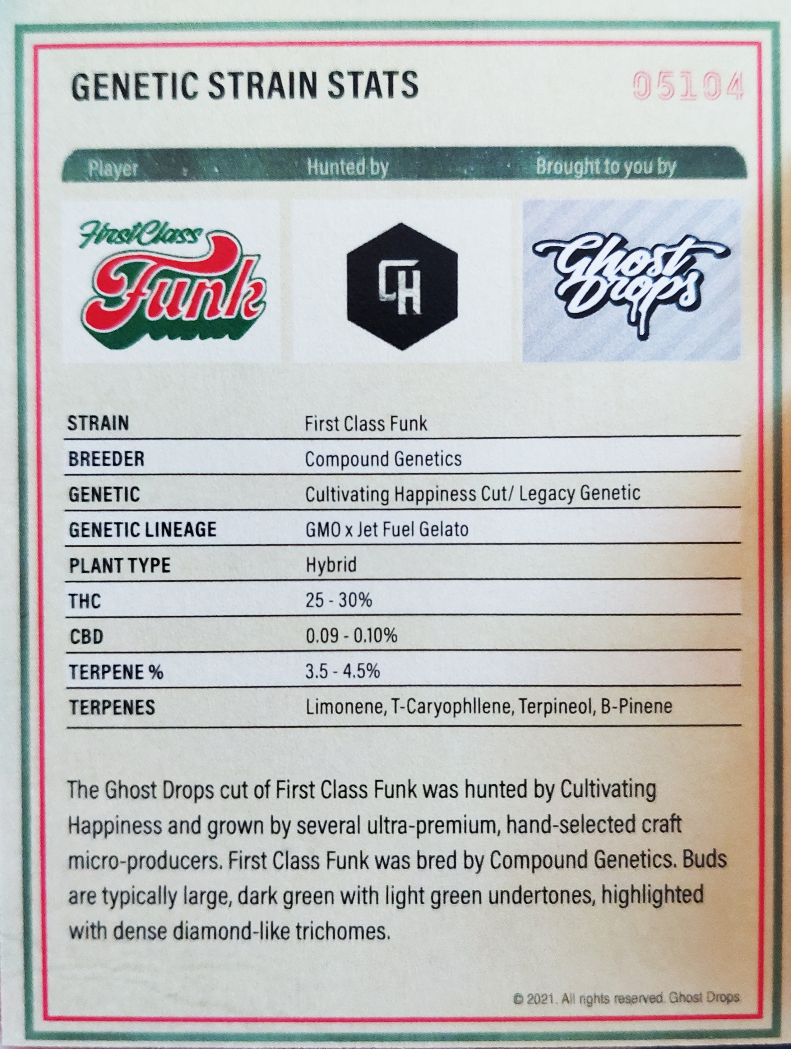 First Class Funk by Ghost Drops Collector's Card Front
